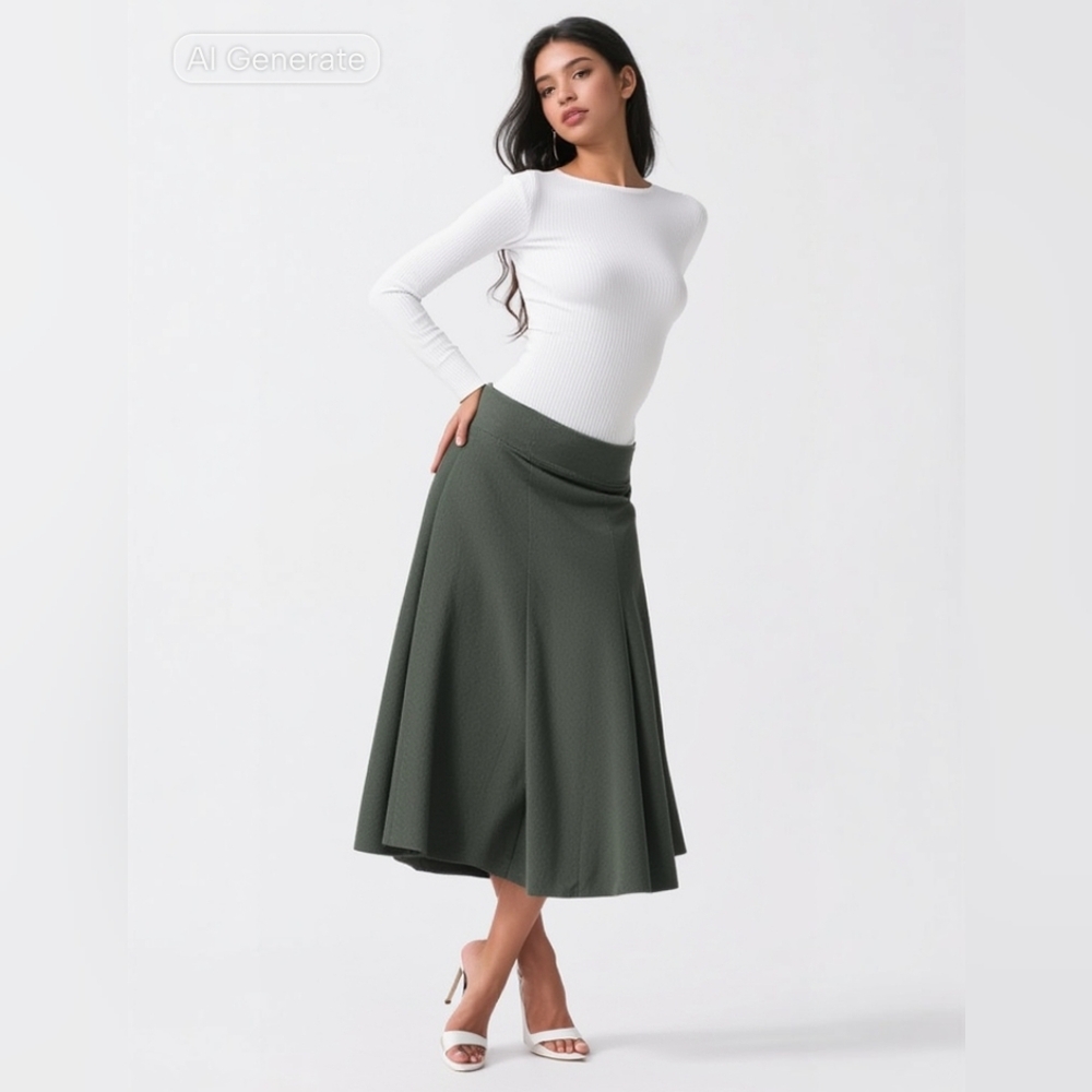 Vintage Bloomingdale's Green Corduroy Midi‎ Skirt